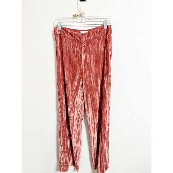 Sézane Tyler Trousers Velvet High Waisted Wide Straight Leg Pants Pink Size 40 - Picture 3 of 8